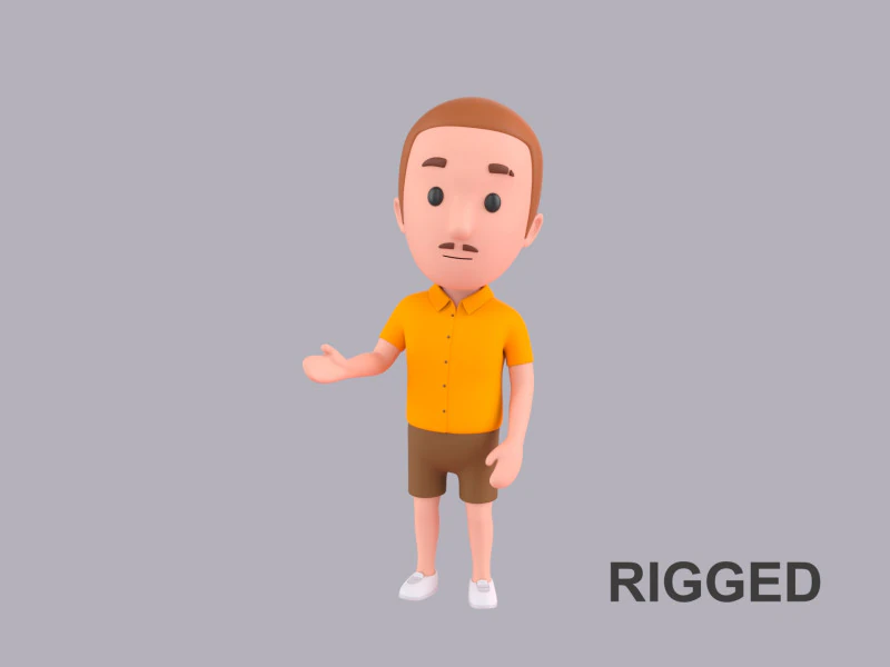 Cartoon Male Character Rigged 007 3D Model .c4d .max .obj .3ds .fbx .stl .blend