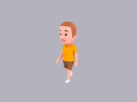 Cartoon Male Character Rigged 007 3D Модель