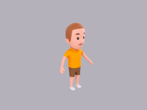 Cartoon Male Character Rigged 007 3D Модель