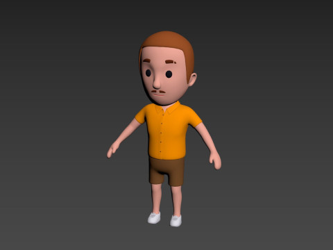 Cartoon Male Character Rigged 007 3D Модель