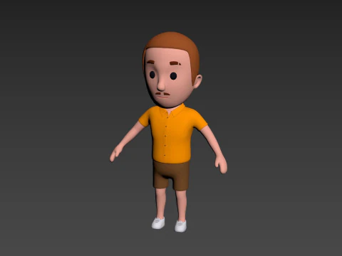 Cartoon Male Character Rigged 007 3D Model