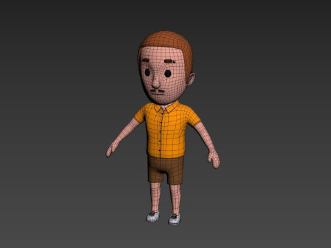 Cartoon Male Character Rigged 007 3D Модель