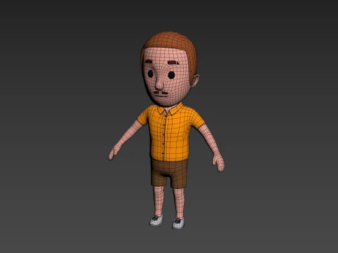 Cartoon Male Character Rigged 007 3D Model