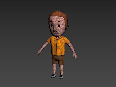 Cartoon Male Character Rigged 007 3D Модель