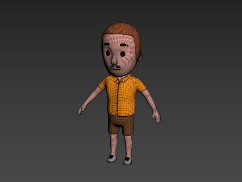 Cartoon Male Character Rigged 007 3D Model