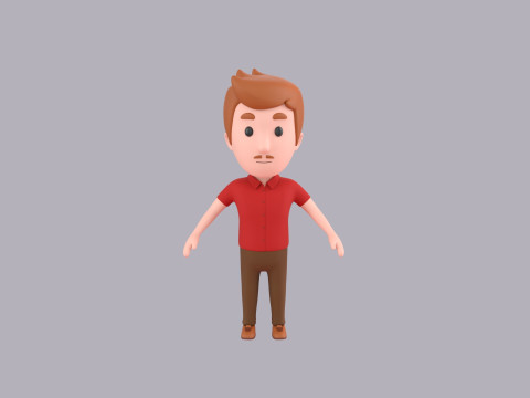 Cartoon Male Character Rigged 008 3D Model