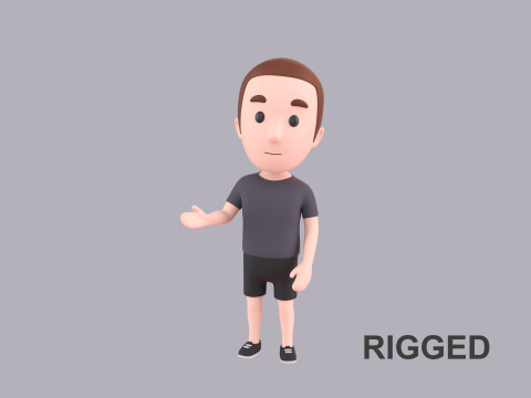 Cartoon Male Character Rigged 009 3D Model