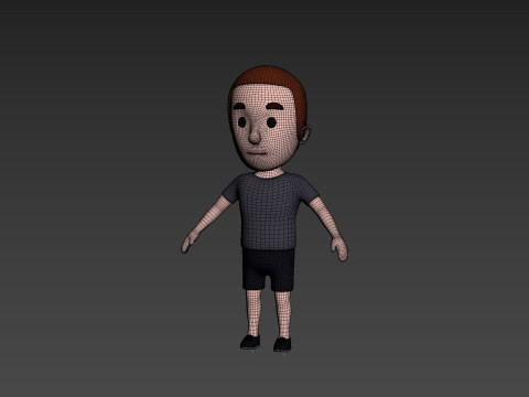 Cartoon Male Character Rigged 009 3D Model