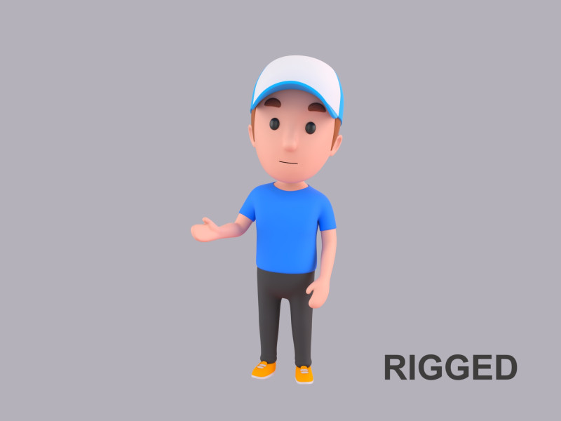 Cartoon Male Character Rigged 010 3D 모델 .c4d .max .obj .3ds .fbx .stl .blend 