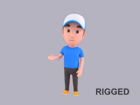 Cartoon Male Character Rigged 010 3D Model