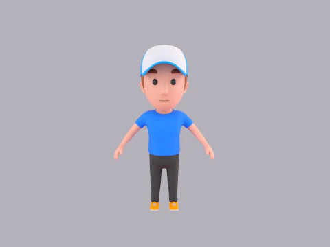 Cartoon Male Character Rigged 010 3D Model
