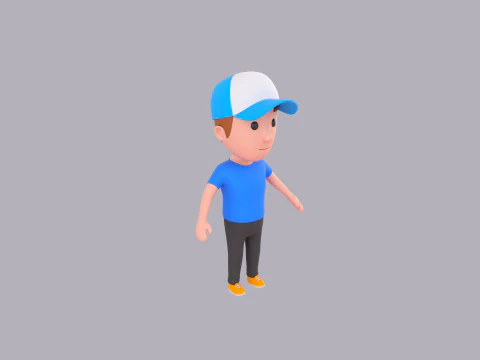 Cartoon Male Character Rigged 010 3D Model