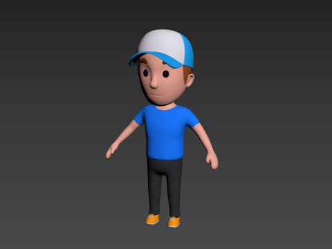 Cartoon Male Character Rigged 010 3D 모델