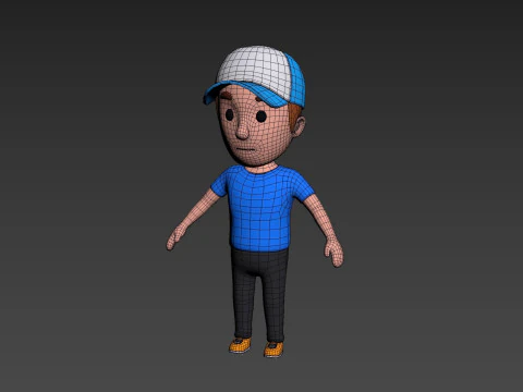 Cartoon Male Character Rigged 010 3D Model