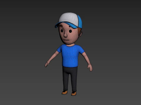 Cartoon Male Character Rigged 010 3D Model