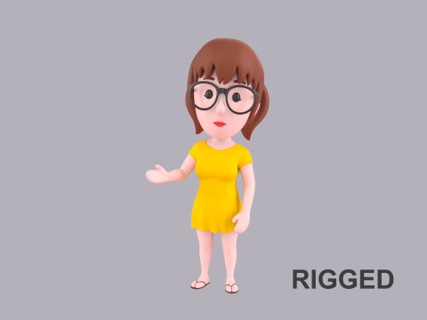 Cartoon Female Character Rigged 011 3Dモデル