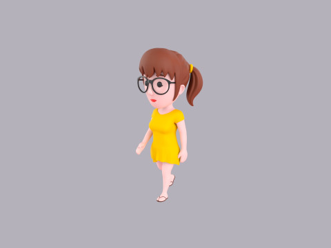Cartoon Female Character Rigged 011 Modelo 3D