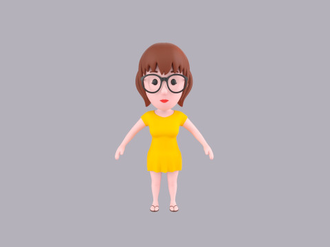 Cartoon Female Character Rigged 011 Modelo 3D