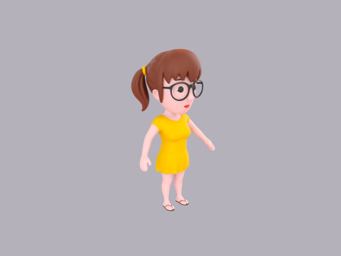 Cartoon Female Character Rigged 011 Modelo 3D
