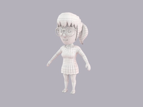 Cartoon Female Character Rigged 011 Modelo 3D