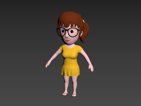 Cartoon Female Character Rigged 011 Modelo 3D