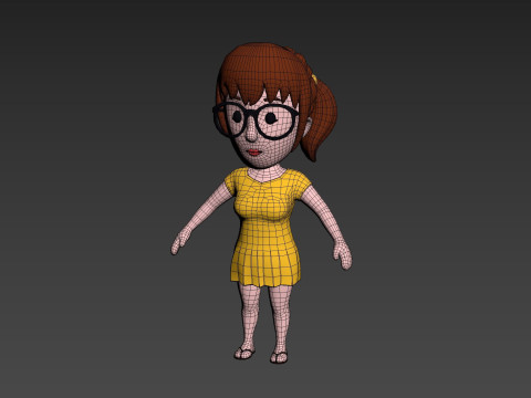 Cartoon Female Character Rigged 011 Modelo 3D