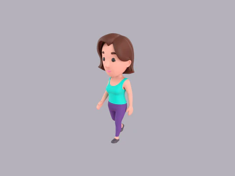 Cartoon Female Character Rigged 012 3D Model