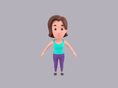 Cartoon Female Character Rigged 012 3D-Modell