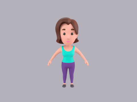 Cartoon Female Character Rigged 012 3D Model