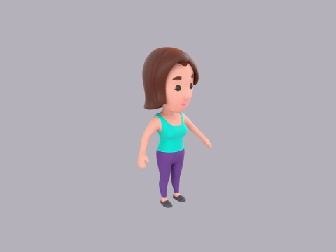 Cartoon Female Character Rigged 012 3D Model