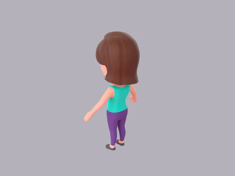 Cartoon Female Character Rigged 012 3D Model