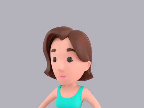 Cartoon Female Character Rigged 012 3D Model