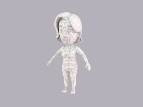 Cartoon Female Character Rigged 012 3D Model