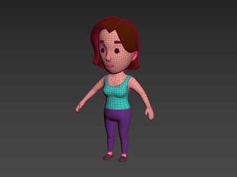 Cartoon Female Character Rigged 012 3D Model