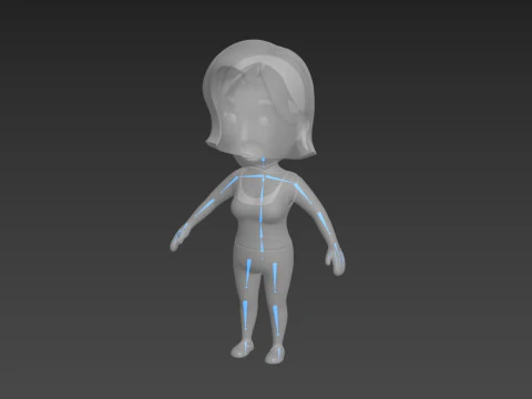 Cartoon Female Character Rigged 012 3D Model