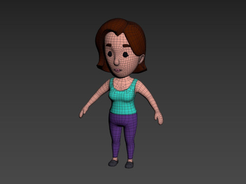 Cartoon Female Character Rigged 012 3D-Modell