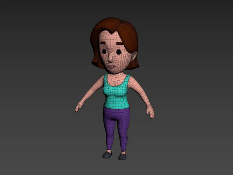 Cartoon Female Character Rigged 012 3D Model