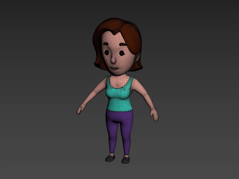 Cartoon Female Character Rigged 012 3D Model