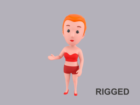 Cartoon Female Character Rigged 013 3D मॉडल