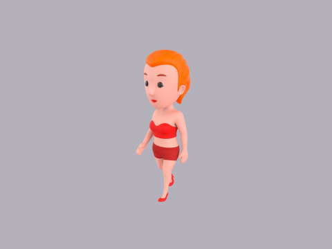 Cartoon Female Character Rigged 013 3D Model