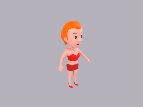 Cartoon Female Character Rigged 013 3D Model