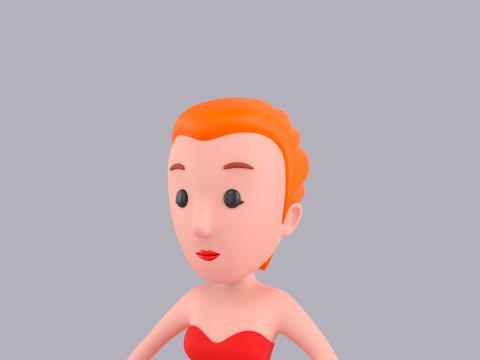 Cartoon Female Character Rigged 013 3D Model