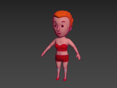 Cartoon Female Character Rigged 013 3D Model