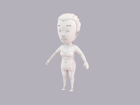 Cartoon Female Character Rigged 013 3D Model