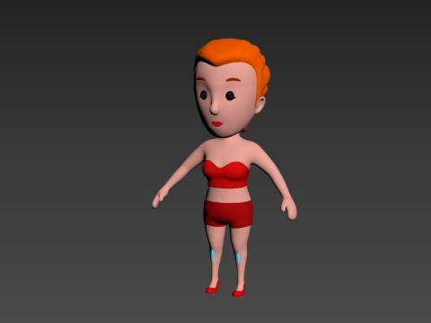 Cartoon Female Character Rigged 013 3D Model