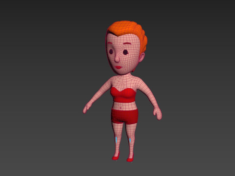 Cartoon Female Character Rigged 013 3D Model