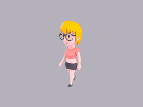 Cartoon Female Character Rigged 014 3D Модель