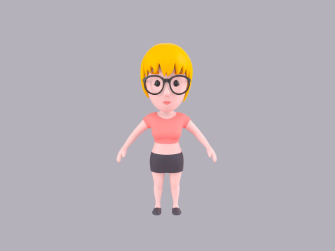 Cartoon Female Character Rigged 014 3D Модель