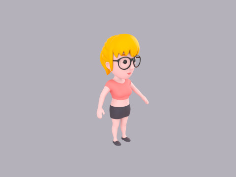 Cartoon Female Character Rigged 014 3D Модель