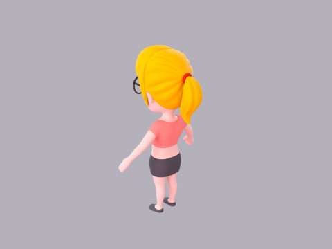 Cartoon Female Character Rigged 014 3D Модель